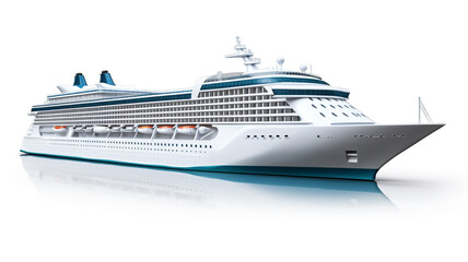 Cruise ship on white background.