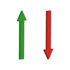 Up and down arrows in green and red. Vector illustration. EPS 10.