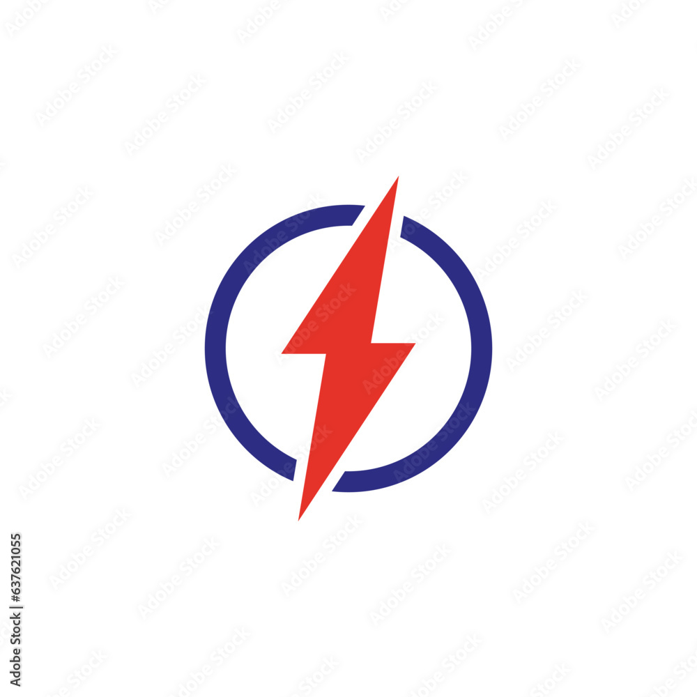Poster lightning bolt with circle logo. thunder and flash digital symbol. vector illustration. eps 10.