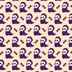 halloween seamless pattern in flat design
