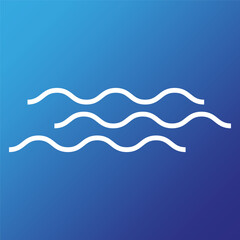 Waves icon ocean on a blue background. Vector illustration. EPS 10.