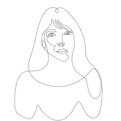 woman portrait by line art in minimalist style