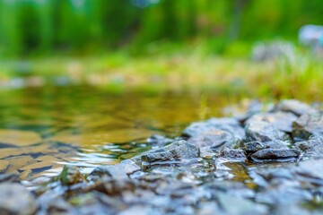 Pebbles on the beach of lake 