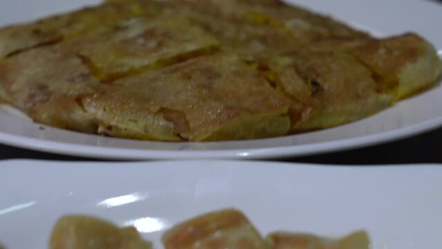 2 Roti topped with​ Chocolate sauce and sweetened condensed milk are near by Chicken Mataba menu. These three menu is the set in local Thailand restaurant street food.