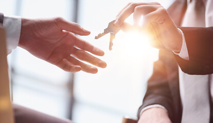 New property owner receiving the keys to his property