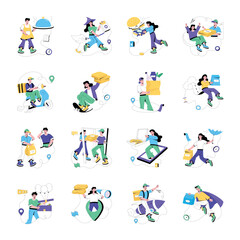 Set of Delivery Location Flat Illustrations 

