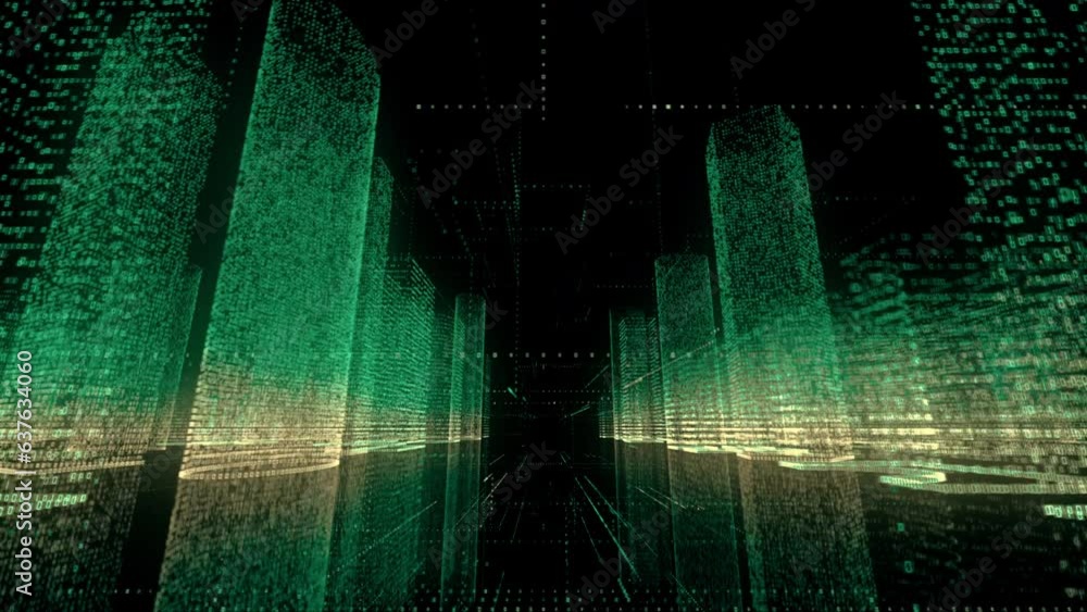 Poster digital technology and communication concept background of abstract neon city in green and yellow co