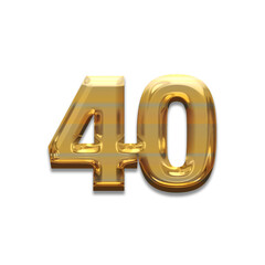 Number 40 gold luxury, use birthday,age,anniversary