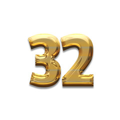 Number 32 gold luxury, use birthday,age,anniversary