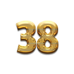 Number 38 gold luxury, use birthday,age,anniversary