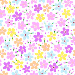 ditsy floral print. cherry blossom retro pattern. colorful vintage sakura or jasmine flower seamless pattern. good for fabric, fashion design, wallpaper, kimono, summer spring dress, textile.