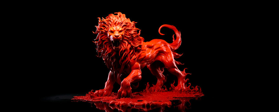 Divine Sovereignty: Blood-Red Wax Lion of Judah, an Emblem of Christian Kingship and Sacred Belief.