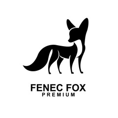 fennec fox icon design illustration negative black white template