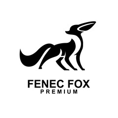 fennec fox icon design illustration negative black white template