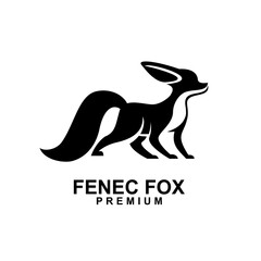 fennec fox icon design illustration negative black white template