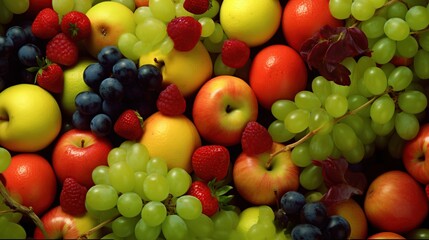 Naklejka na ściany i meble Composition with fresh fruits as background, closeup. Balanced diet