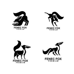 fennec fox logo icon design illustration negative black white - obrazy, fototapety, plakaty