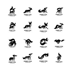 fennec fox logo icon design illustration negative black white