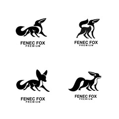 fennec fox logo icon design illustration negative black white