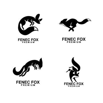 fennec fox logo icon design illustration negative black white
