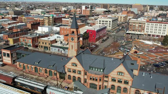 2023 - Excellent aerial view circling the Cheyenne Depot in Cheyenne, Wyoming.