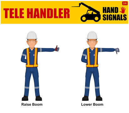 Set of worker present Tele Handler signal on white background