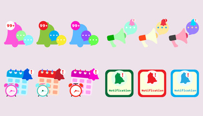  Collection icon different types of reminders, email, phone calls, to-do reminders. set of Notification bell.