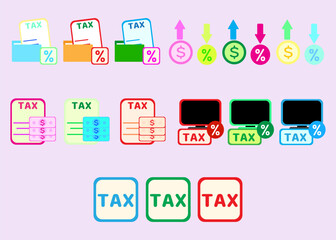 Collection Active icons for taxes, tax idea analysis and calculations.set of Tax.