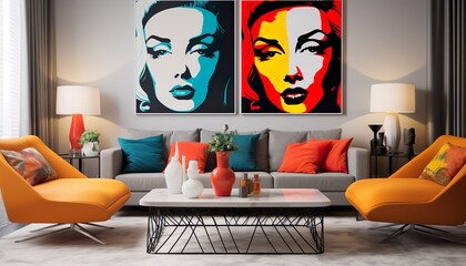 Pop Art Frame Modern Simple Living Room Interior