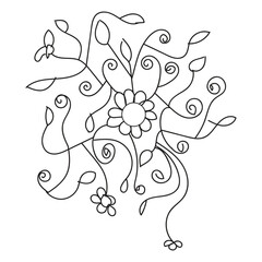 floral coloring page vector design black and white