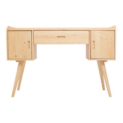Brown wooden work desk isolated on white background. Interior design Inspiration. Furniture modern...