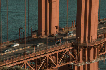 Fast moving vehicles on Golden Gate Bridge 