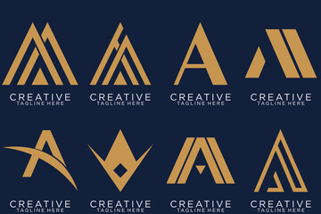 A logo collection, Abstract letter A logo design. icons for business of luxury, elegant, simple