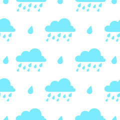 Seamless vector illustration with rain on blue background