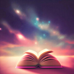 open book, universe, generative ai, magic book illustration