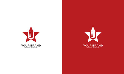 Obraz premium Singer Star Logo, music, microphone, vector graphic design