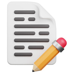 3D Render Edit File Icon, illustration isolated on white background, suitable for website, mobile app, print, presentation, infographic, and other projects.