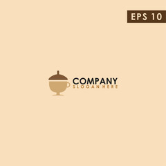 Cup Coffee Of Acorn Logo Design Vector Template. Modern Design. Vector Illustration.