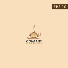 Cup Coffee Of Acorn Logo Design Vector Template. Modern Design. Vector Illustration.