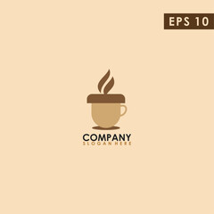 Cup Coffee Of Acorn Logo Design Vector Template. Modern Design. Vector Illustration.