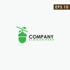 Acorn With Leaf Logo Design Vector Template. Modern Design. Vector Illustration.