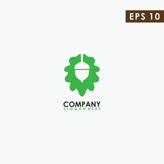 Acorn With Leaf Logo Design Vector Template. Modern Design. Vector Illustration.