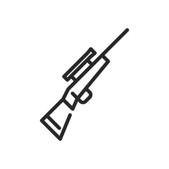 Classic Rifle Icon. Vector Linear Illustration of Precision Shooting and Hunting Firearm with Scope.