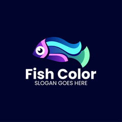 Vector Logo Illustration Fish Gradient Colorful Style