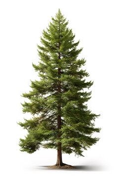 Image of douglas fir tree on white background. Nature. Illustration, Generative AI.