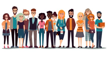 Obraz premium Lots of people cartoon illustration, AI generated Image