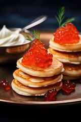 Pancakes with Caviar and Sour Cream