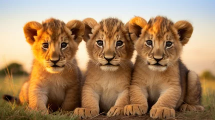 Gardinen Group of cute lion cubs © Veniamin Kraskov
