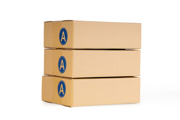 Obraz premium Cardboard box stacking isolated on white background with clipping path.