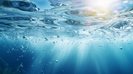 summer time under sea ocean in clean and clear water with ray of sunlight from surface for background concept design